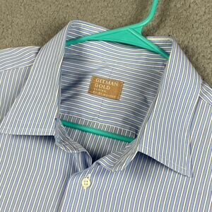 Gitman Gold Master Shirt Makers Button Men's 18 35 2XL Blue White Striped